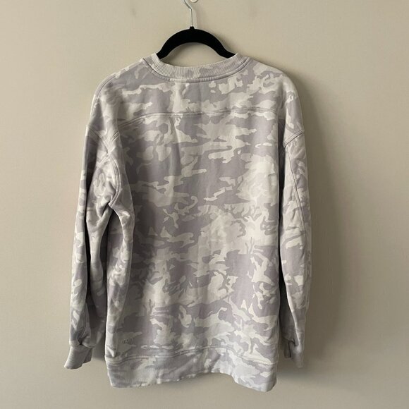 Lululemon Perfectly Oversized Crew Neck Sweatshirt Long Sleeve White Gray 4 - Picture 3 of 6